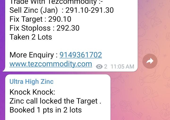 29th Dec 2021 , Yesterday Ultra High Zinc call target hit by www.tezcommodity.com , To get more profitable calls, C/W@9149361702