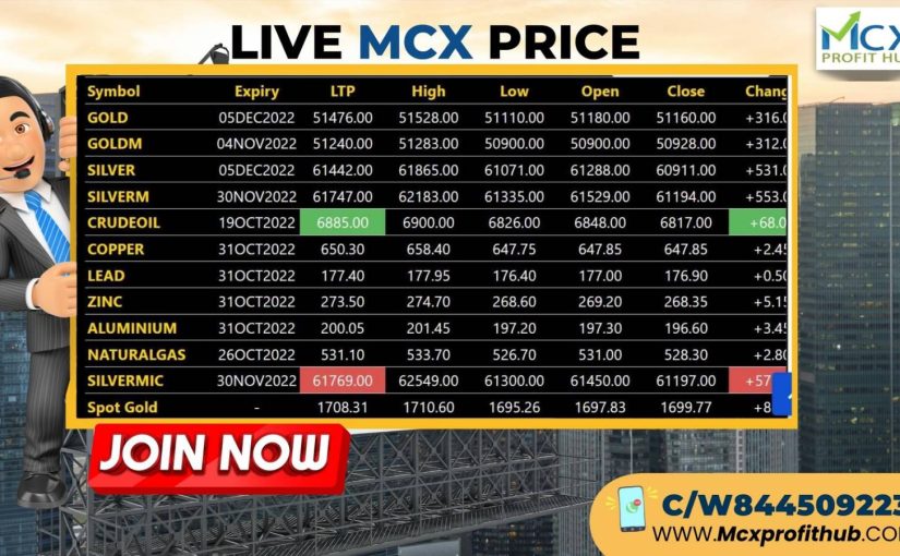 LIVE MCX PRICE UPDATE BY MCX PROFITHUB OR GET FREE TRIAL CALL @8445092236